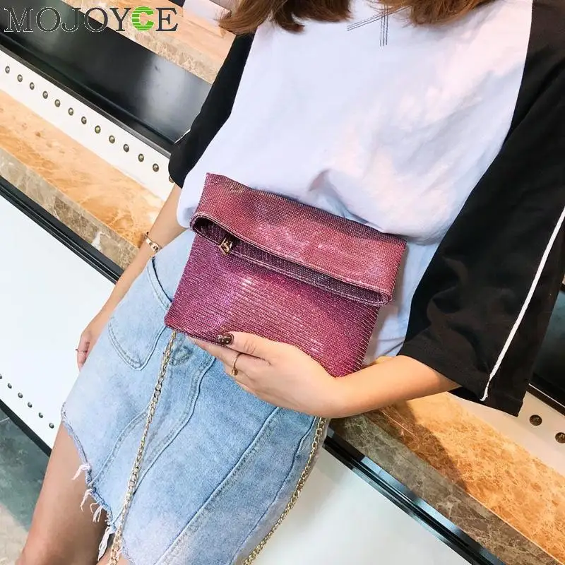 

Fashion Women Glitter Fold Shoulder Bag Evening Party Flap Chain Messenger Clutch Casual Female Crossbody Bags Bolsos Moda Mujer