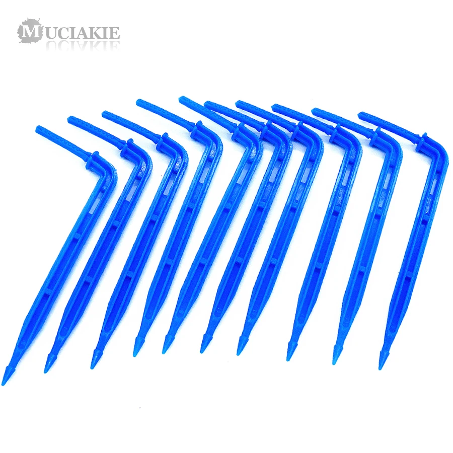 

MUCIAKIE 100pcs Blue Bending Arrow Drippers for 3/5mm Garden Water Hose Watering Irrigation Components for Drip irrigation