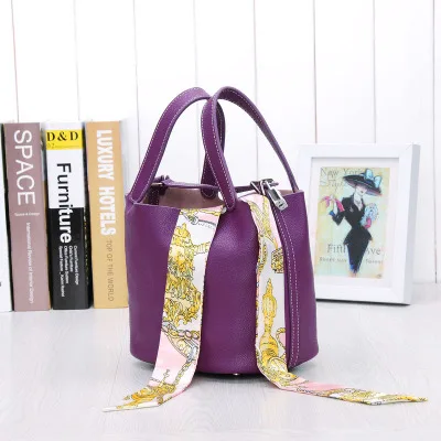 Женские роскошные сумки известных брендов, высокое качество, женские сумки из натуральной кожи, дизайнерские брендовые сумки с замком для покупок, сумка-мешок - Цвет: Purple