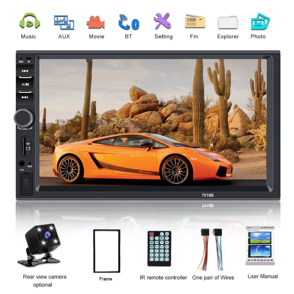 Автомагнитола 2 din 7018B мультимедийный плеер с сенсорным экраном 7 дюймов Bluetooth MP5 USB