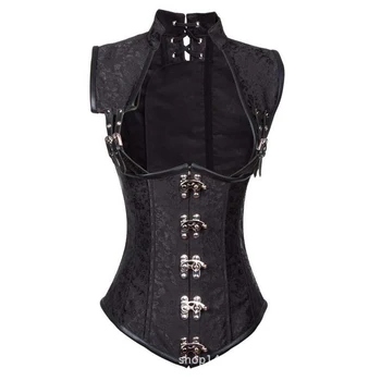 

Black Collared Gothic Underbust Corset Steampunk Clothing Women Plus Size Corsets And Bustiers Steel Bone Waist Trainer Vest 6XL