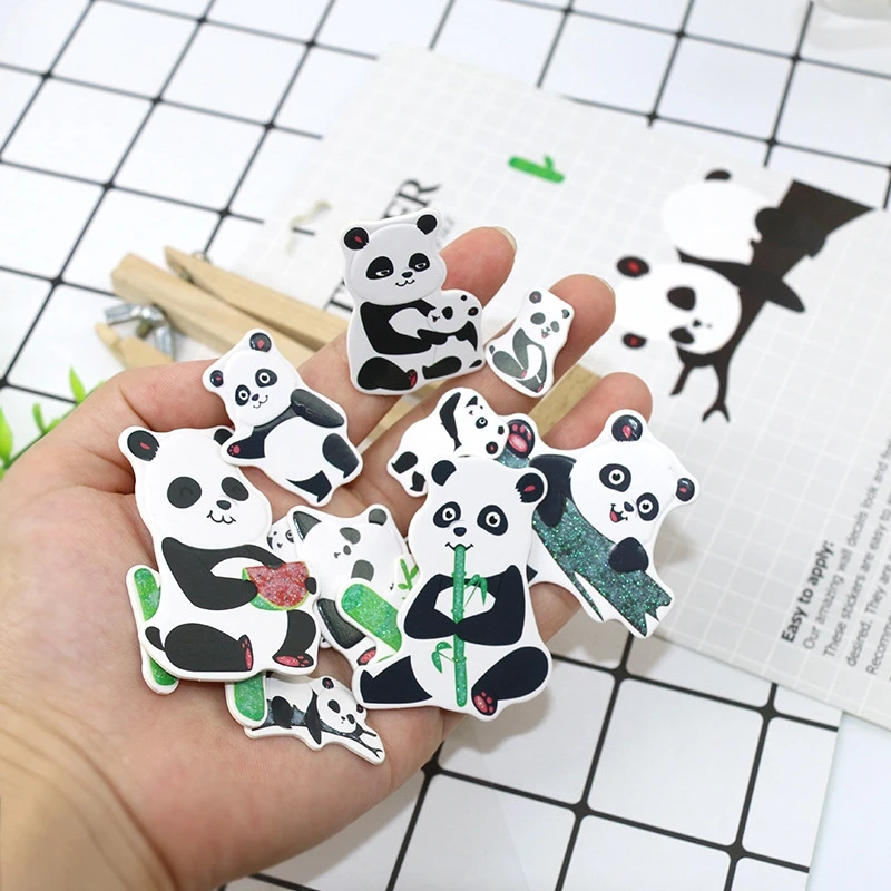 Hot Boutique 1pcs Cartoon Palm Cute Panda Sticker Scrapbook HD Waterproof  Sticker  Motorcycle  Commemorative  Suitcase  Sticker