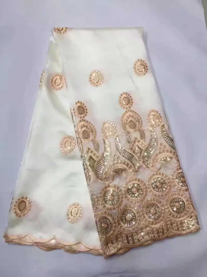 Горячая лимон Африканский Джордж кружевной ткани дизайн блесток вышитые шелк Джордж Tissu индийское свадебное платье гипюровые ткани - Цвет: as  picture