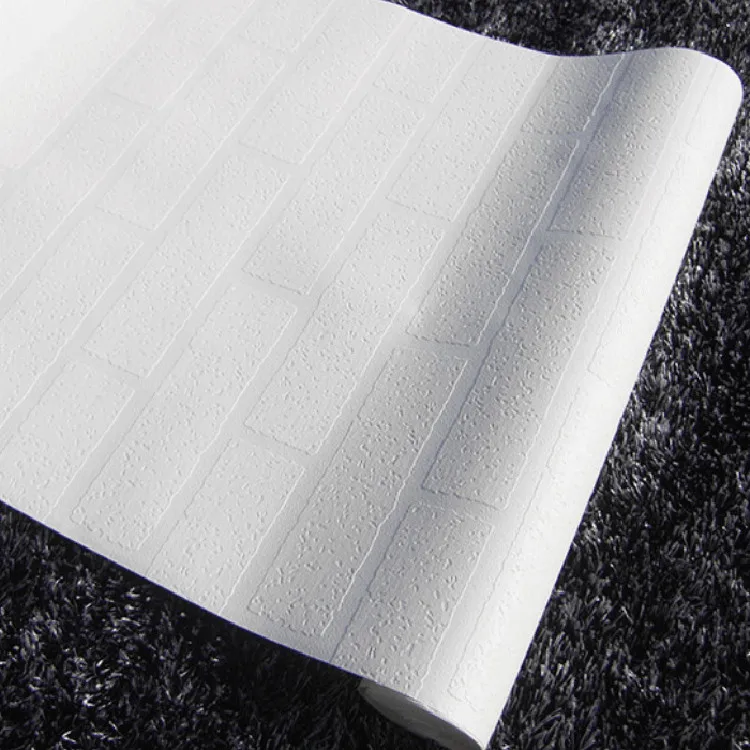 Modern bata  Wallpaper  Textured Brick Effect Stone White 