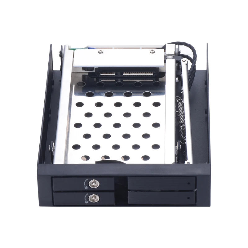 Dual bay 2 5 inch SATA aluminum internal HDD SSD case with trayless mobile rack hot