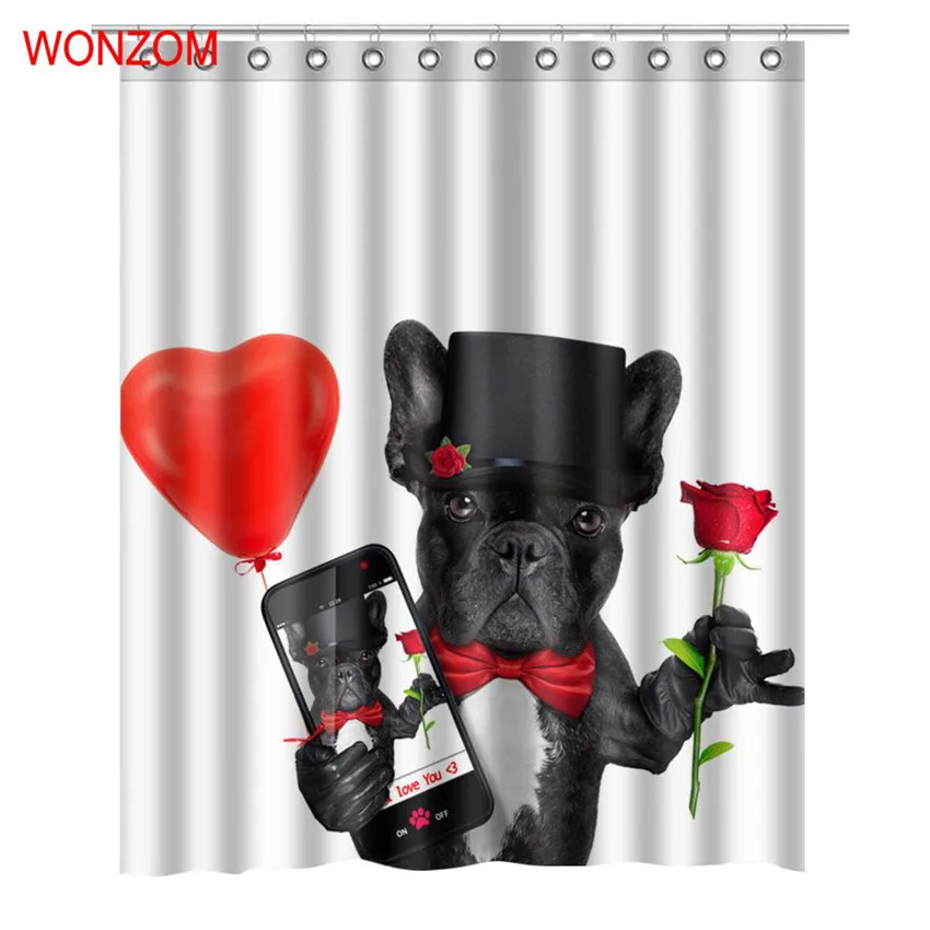 18556 WONZOM 3D смешная собака Шторы s для Ванная комната Декор Современный животных Ванна Водонепроницаемый Шторы с 12 крючков Аксессуары для ванной комнаты - Цвет: 18556