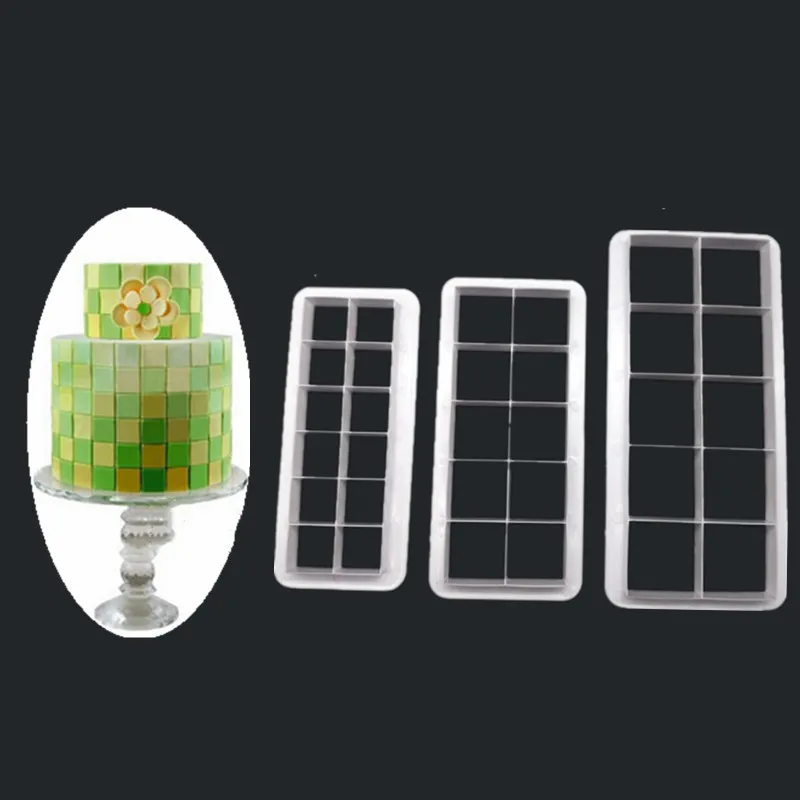 Buy 3 pcs Geometry Square Grid fondant cookie cutter