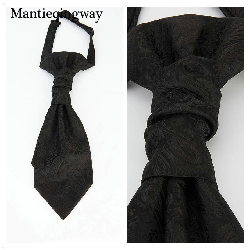 Mantieqingway классический полиэфирный двойной шейный галстук для мужчин черный цветочный Галстук Пейсли для свадьбы жилет шейный галстук Gravata