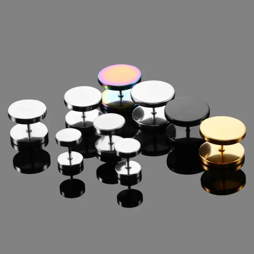 

1 Pair Stainless Steel Fake Cheater Ear Tunnel Plugs Gauge Cartilage Tragus Body Jewelry Pierceing Earring For Men Women