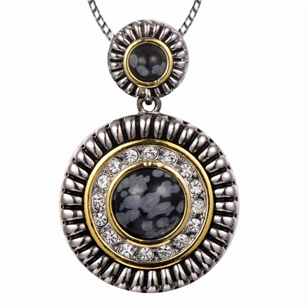 Snowflake Obsidian Pendant 925 Sterling Silver Pendant TE691in