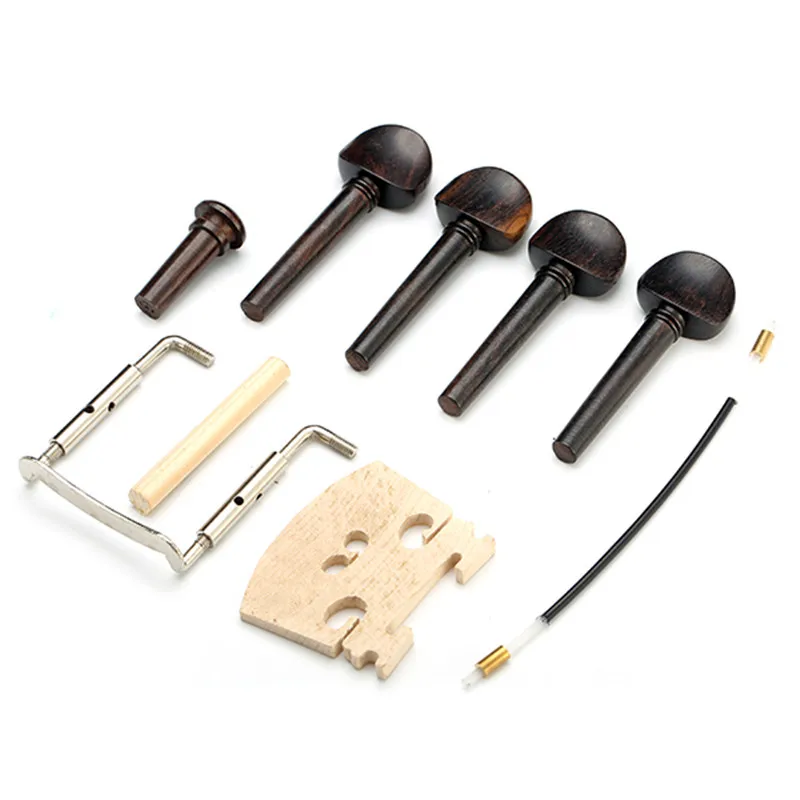 Comprar Piezas de Violín de cebra clavijas de cola chinest Maple Bridge Endpin Tuner Tail Gut Set para 4 4 piezas de ébano para violín y accesorios