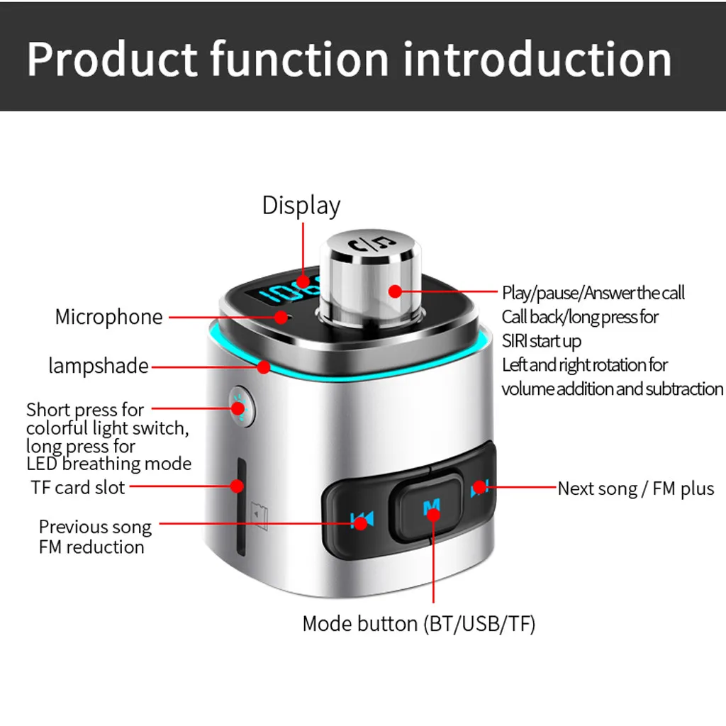 Bluetooth автомобильный передатчик fm-зарядное устройство AUX Bluetooth модификатор 4,2 автомобильный Радио адаптер USB TF MP3 плеер