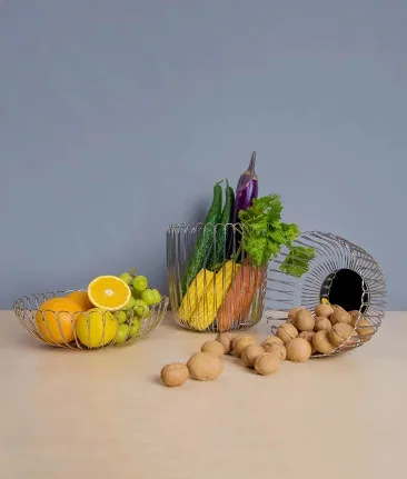 

Xiaomi Ecological Chain Products Stainless Steel Woven Fruit Basket Three Kinds Of Capacity Simple Design Decor Kitchen Tools