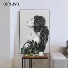 תמונות אמנות קיר בד ציור פוסטר נערת אופנה בסגנון נורדי לסלון בית תפאורה והדפסי HD מודרני נשים