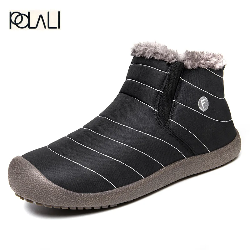 Big Size 48New Fashion Men Winter Shoes Solid Color Snow Boots Plush Inside Antiskid Bottom Keep Warm Waterproof Ski Boots