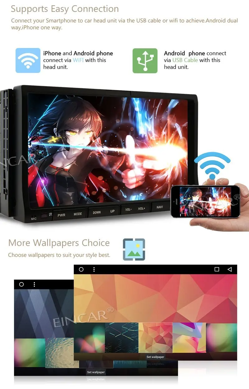 Android 7 1 стерео EinCar ''двойной Din в тире Радио Видео dvd плеер Bluetooth gps головное