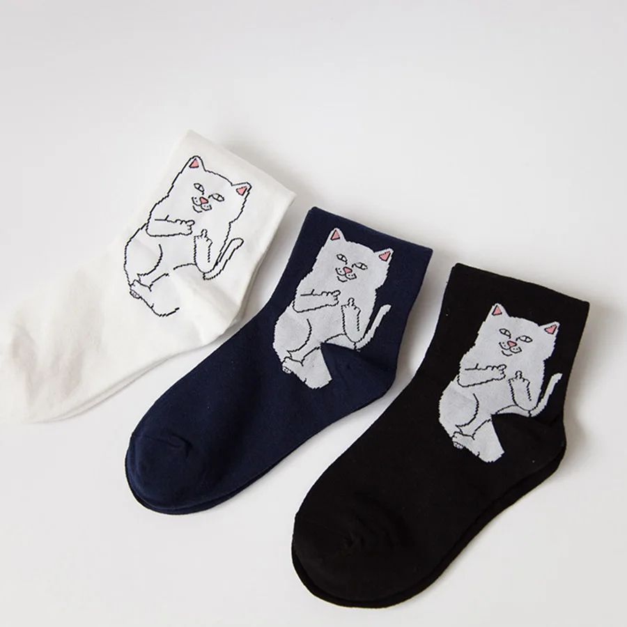[WPLOIKJD] 5 пар осенне-зимних дамских милых пижам в полоску с животными личности хип-хоп хлопковые Дышащие носки