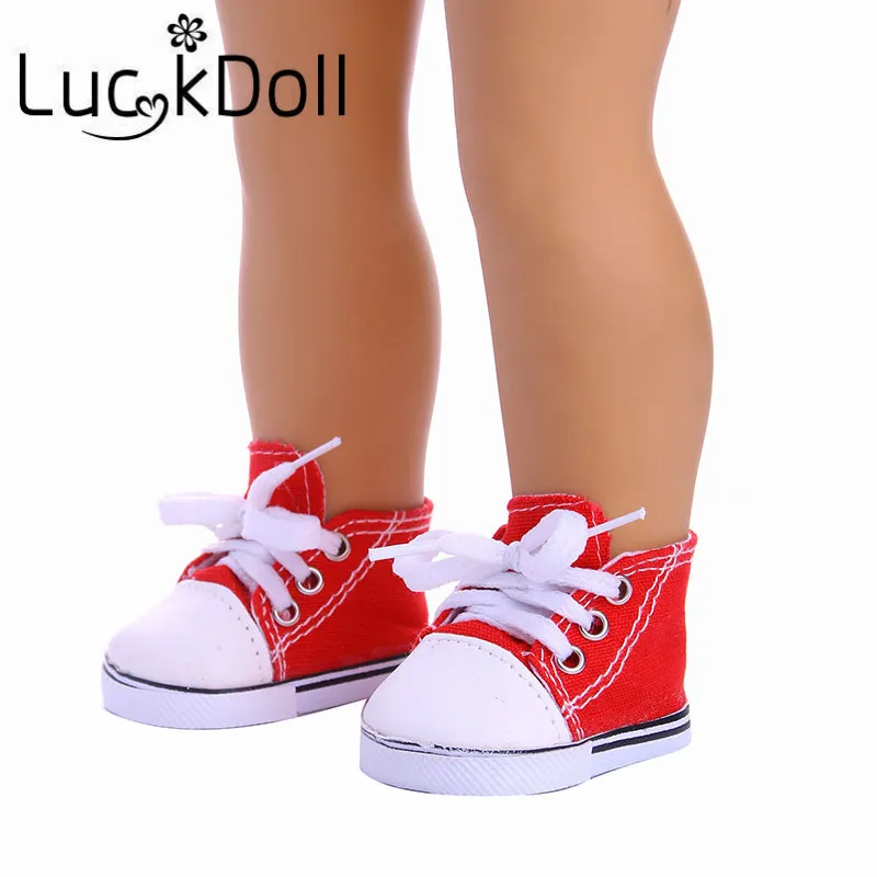 LUCKDOLL сплошной цвет холст обувь подходит 18 дюймов Американский 43 см Кукла одежда аксессуары, игрушки для девочек, поколение, подарок на день рождения