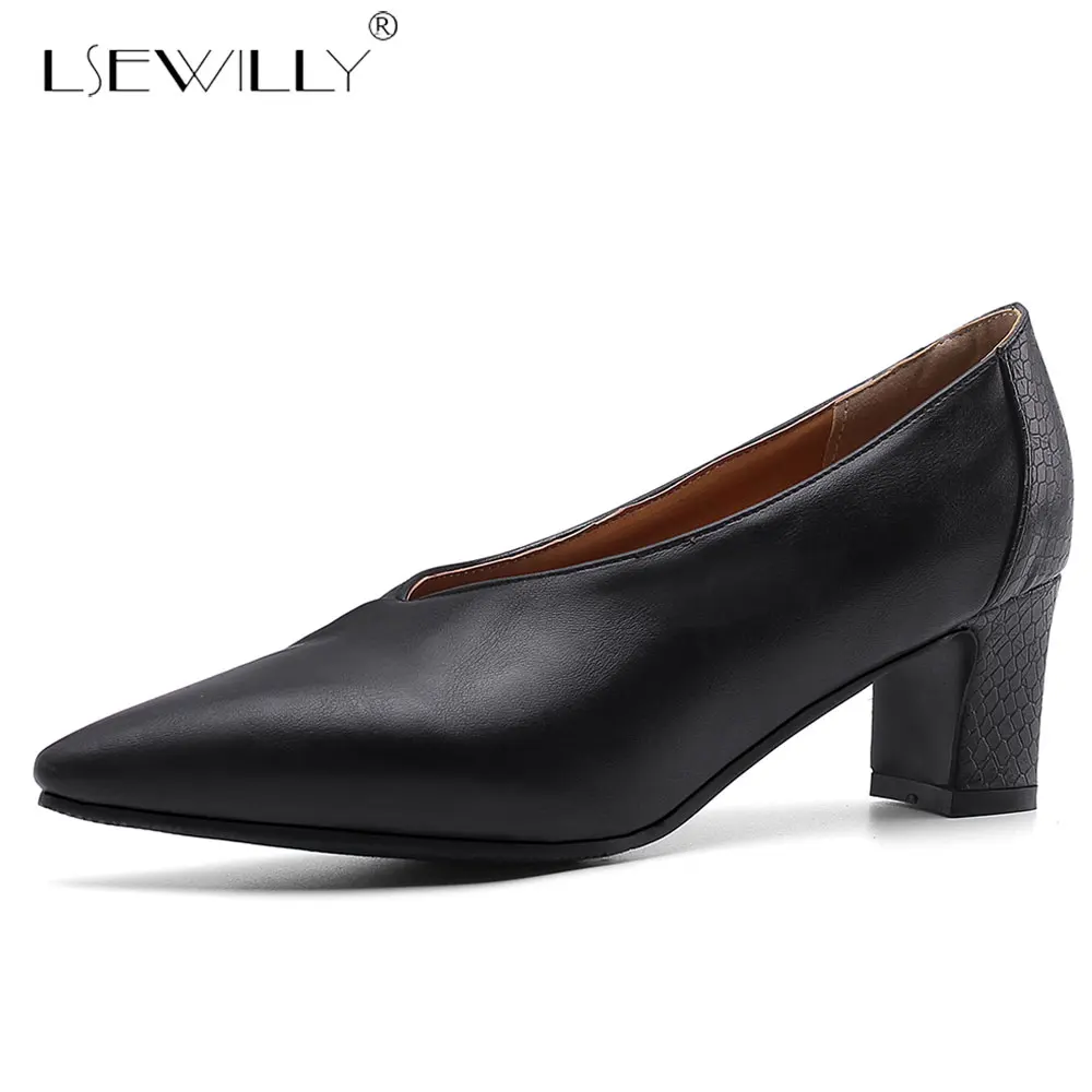 

Lsewilly Large Size 28-46 Fashion Sexy Pumps Lady Solid slip-on Thick High Heel Shoes Woman Spring Women Party Wedding Shoes
