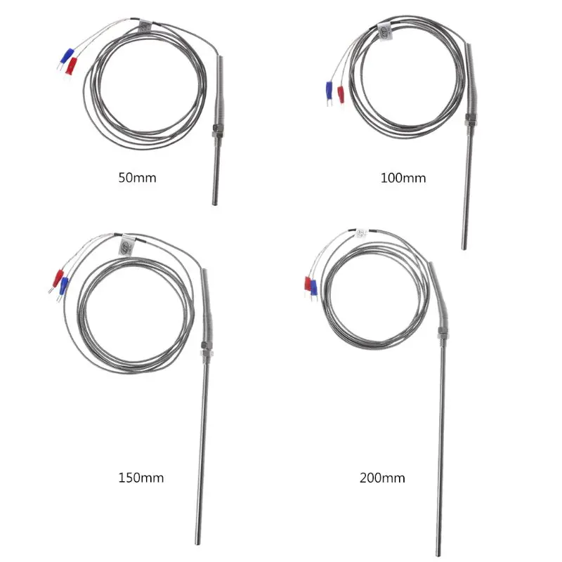 With Plug Probe 100mm T-PRO K-Type Thermocouple Temperature Sensors 2M/6.6Ft Wire，Stainless Steel Probe 