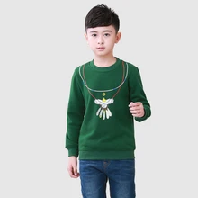 Green Boy T Shirt Fashion Cotton Fashion 2016 Children Tees Brand Character Boy Tops Long Sleeve Children Clothing Green T Shirt
