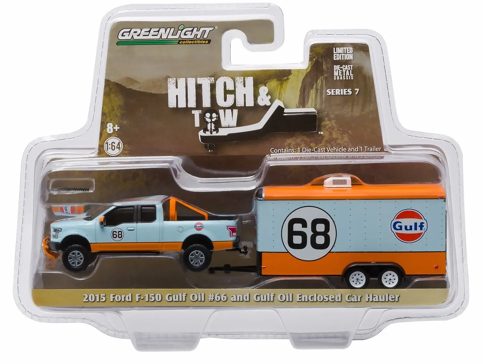 GL 164 hitch & Tow Gulf Oil 2015 Ford F150 Pickup Trailer alloy model
