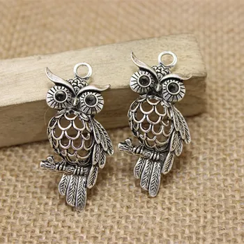 

Vintage Owl Charm Antique Bronze Metal Zinc Alloy Animals Small Owl Charm Pendant For Diy Jewelry 10/lot 44*21mm