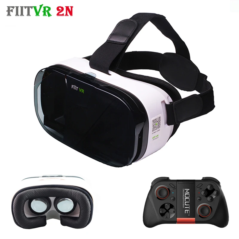 Fiit 2N Pro Virtual Reality 3D Glasses VR Headset 2 Models Cardboard Leather Helmet vrbox