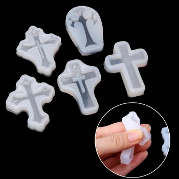 

5PCS Cross Silicone Resin Mold For Jewelry Making Casting Mould Craft DIY Tools
