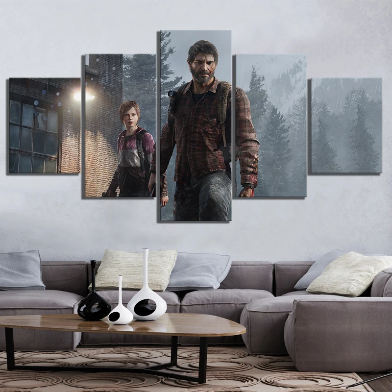 Картина на холсте плакат для дома декоративный The Last Of Us 5 панельных игр картина