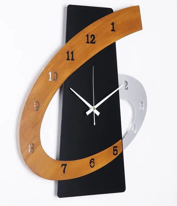 Металлические художественные настенные часы для гостиной, спальни, тихие настенные часы, домашние декоративные металлические настенные часы, бесшумные декоративные подвесные настенные часы - Цвет: Черный