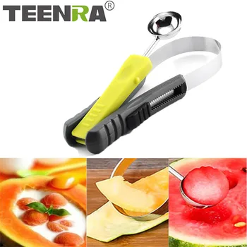 

TEENRA 2Pcs/set Fruit Carving Knife Stainless Steel Melon Baller Fruit Scoop Cream Baller Fruit Slicer Kitchen Gadgets