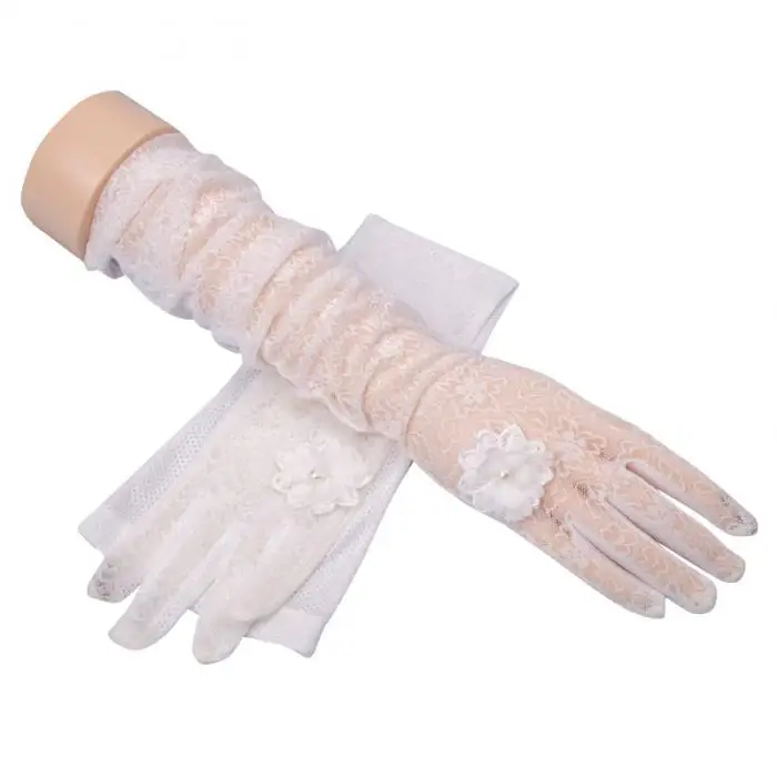Newly 1 Pair Women Lace Arm Sleeves UV Protection Cooling Warmer Protective Gloves for Golf Cycling BFE88