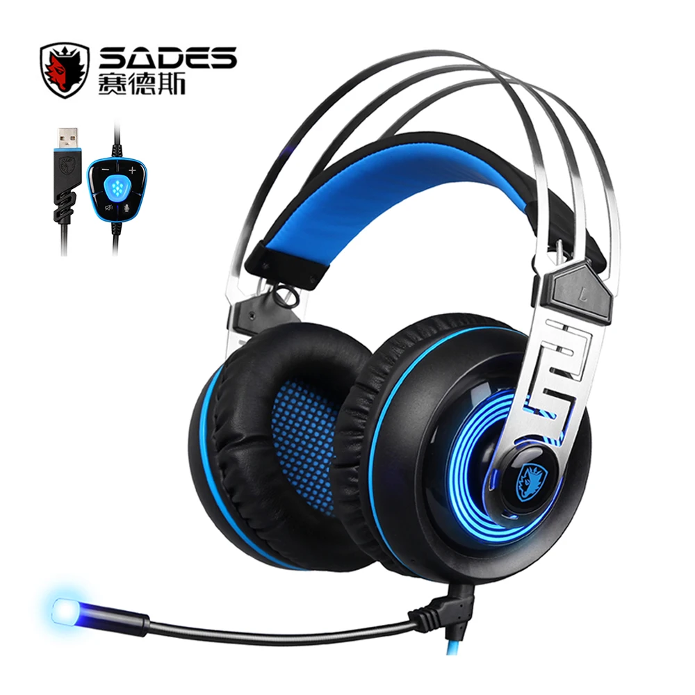 Sades A7 7.1 Surround Sound USB игровая гарнитура наушники компьютер стерео с микрофоном