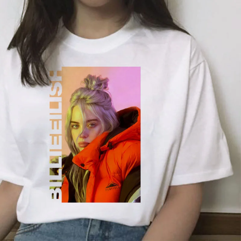 Billie eilish Футболка женская футболка одежда femme Футболка лето футболки Повседневная Женская harajuku уличная хип-хоп Футболка