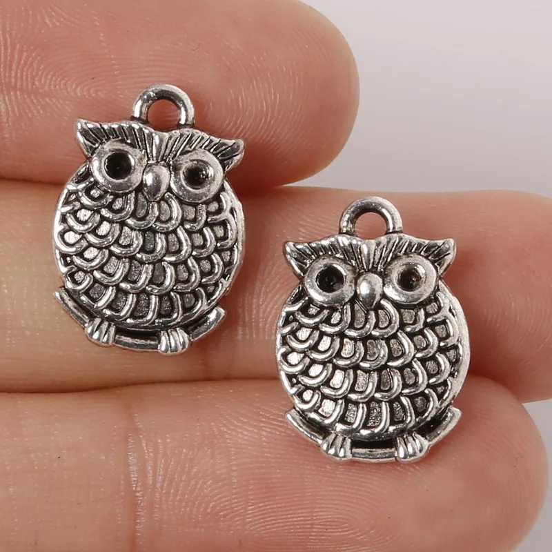 Free Shipping Lot 5Pcs Zinc Alloy Silver Plated Small Owl Charms
