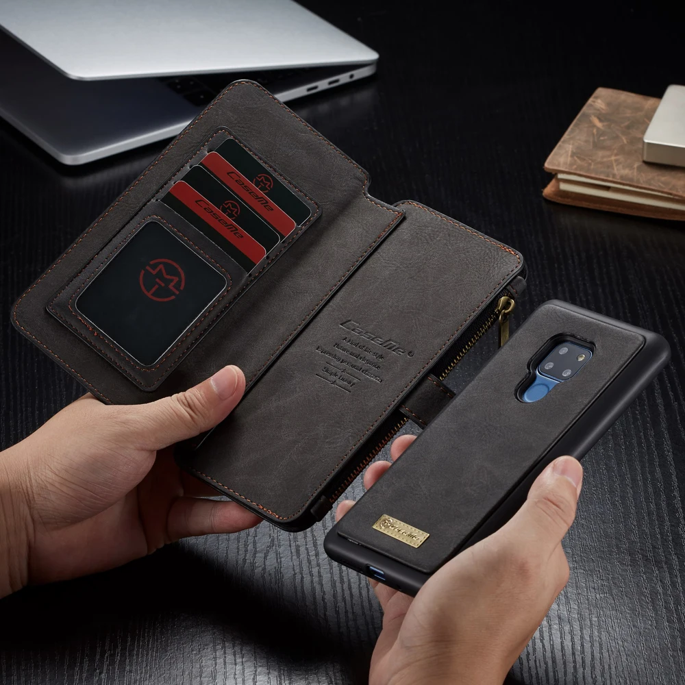 

For Huawei Mate 20 Pro Coque Case Luxury Retro PU Leather Zipper Wallet Card Magnetic TPU Back Cover for HUAWEI Mate 20 Case