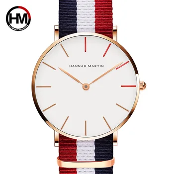 

HM Luxury Brand Watches Men Women Neutral Girl Student Casual Fashion Clock Leather Nylon Quartz Wristwatch relogio feminino 912