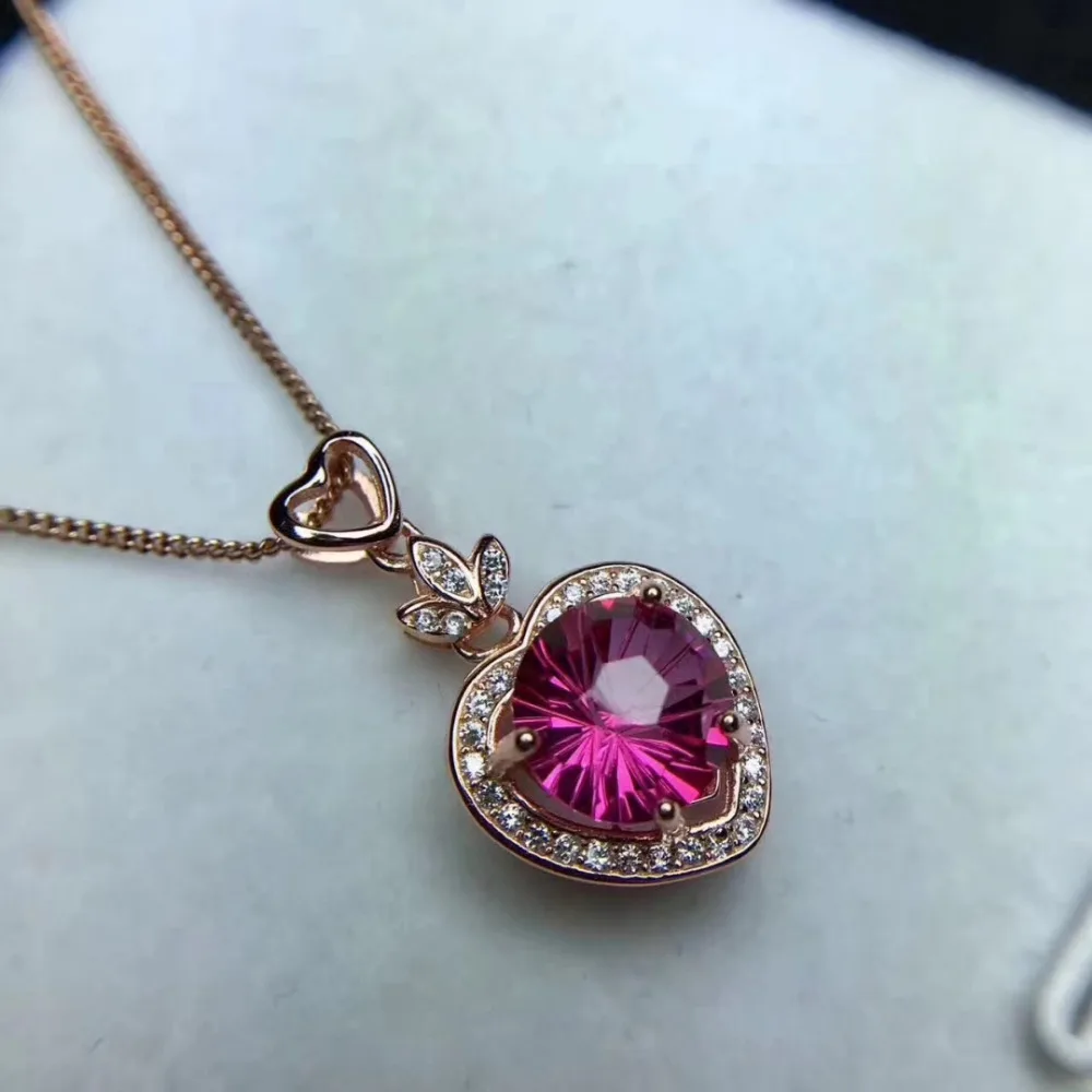 Pendentif en topaze rose naturelle pierres précieuses naturelles élégant collier pendentif en forme