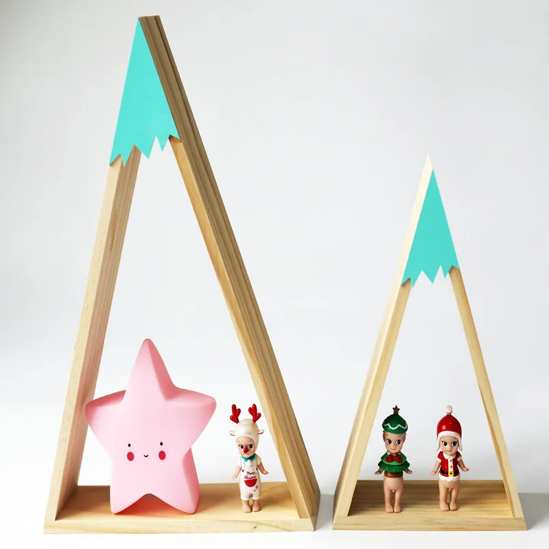 

2Pc/Lot Nordic Style Hanging Wooden Shelf Wall Mounted Creative Home Decoration Triangle Racks Children House DIY Storage Holder