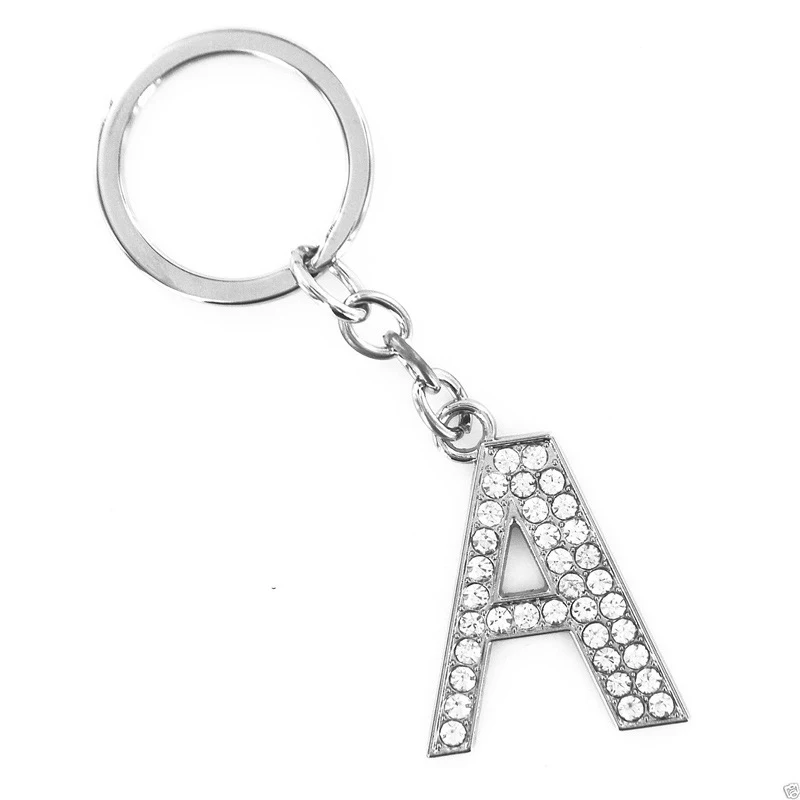 

Crystal Rhinestones Alphabet Keyring Initial Letter Key Ring Chain Unisex Keychain 26 Letters CX17