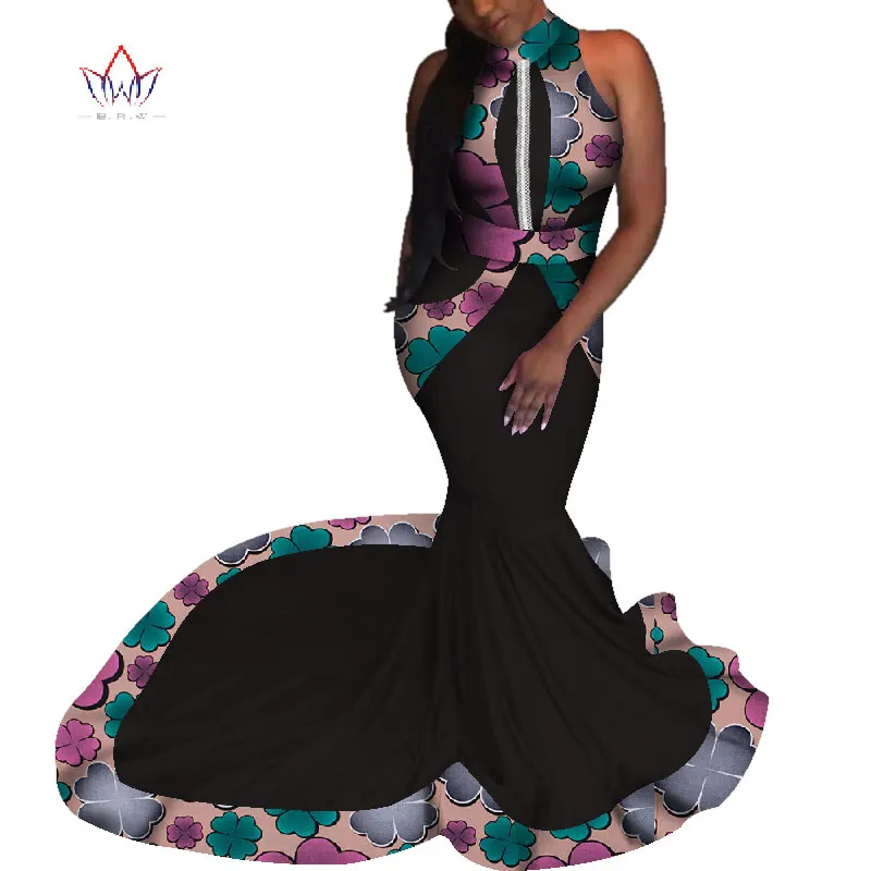 Летние африканские платья для женщин Дашики женщин Африканский принт длиной до щиколотки Длинная часть платье плюс размер натуральный 6xl WY4647