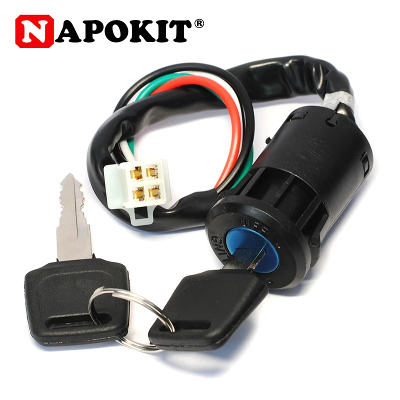 

1Set Universal 4 Wire Motorbike ATV Ignition Switch+Key for 50 70 90 110 125 150 200 250CC Motor Motorcycle Bike Car Replace Set