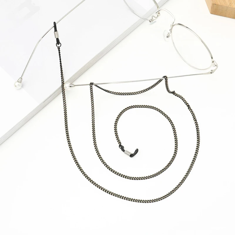 Женские черные металлические цепочки для очков очки на веревке цепочка для очков для чтения очки шнур держатель шейный ремень