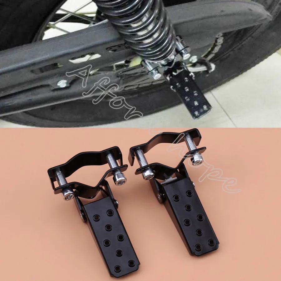 LANGRMS 1 Pair Universal 8mm Aluminum Motorcycle Passenger Rear Foot Pegs Pedals Footrests Compatible For Honda Compatible For Suzuki Compatible For Yamaha Modification Parts Color : Black 