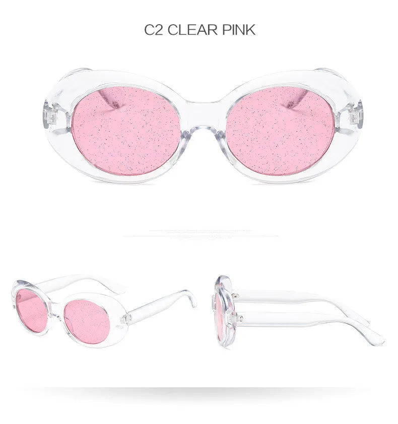 Oulylan Vintage Clout Goggles Sunglasses Men Women Retro Tint NIRVANA Kurt Cobain Sun Glasses Ladies Clear Small Oval Glasses