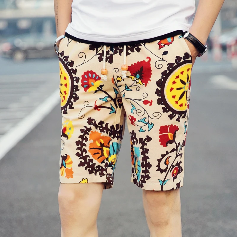 

High-Quality Summer 2018 New Fine Cotton Linen Fashion Printing Men Leisure Beach Shorts Goods Men'S Casual Loose Big Size Short