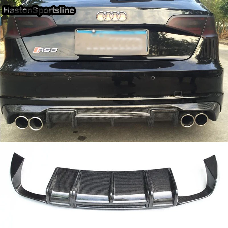 For Audi A3 8V 2013 2016 Carbon Fiber Rear Diffuser Lip Spoiler Only