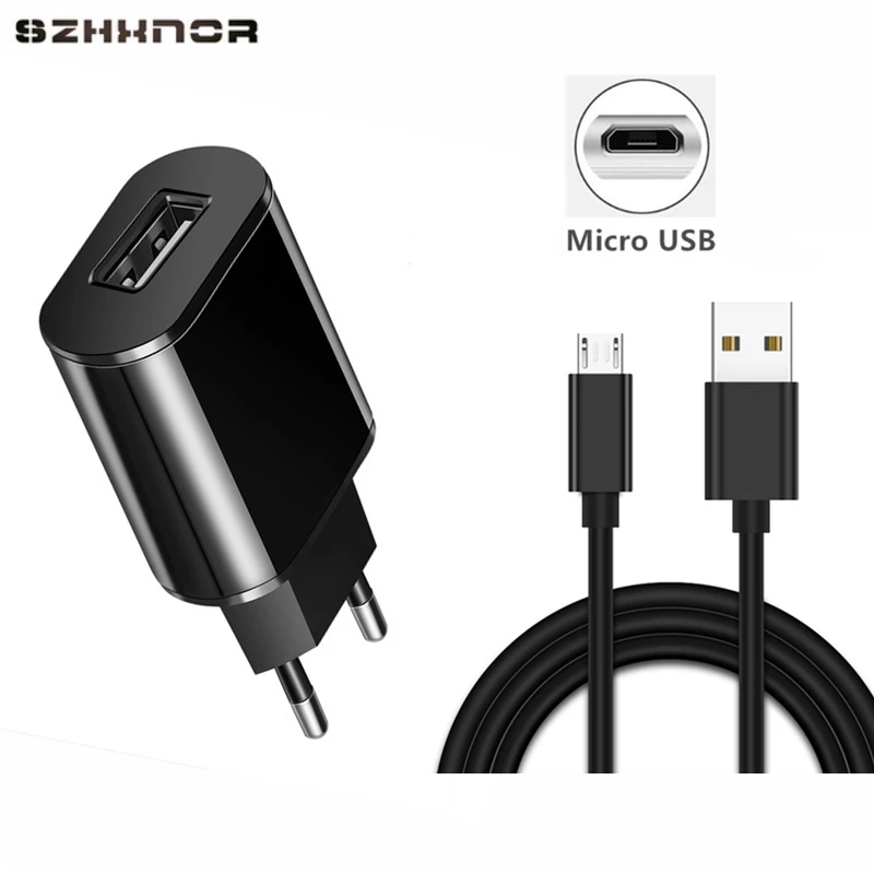 Зарядное устройство Micro USB 5 В, зарядное устройство USB для путешествий, настенный адаптер, штепсельная вилка европейского стандарта, смарт-зарядное устройство для huawei p Smart P8 lite zenfone 5 vivo x21 v9 - Тип штекера: charger and cable