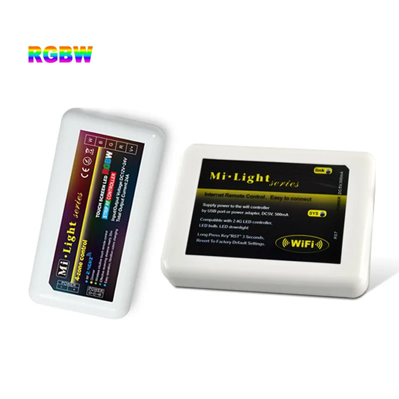 

Free shipping WiFi + RGBW LED Controller group control 2.4G mi light 4-Zone Wireless RF Touch For RGB Led Strip Light bulb lamp